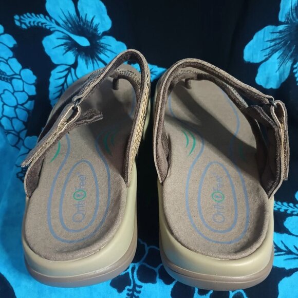 Orthofeet Gaya Thong Sandals Womens 9.5 WIDE Brown Snake Print Orthotic Insole - Picture 9 of 12